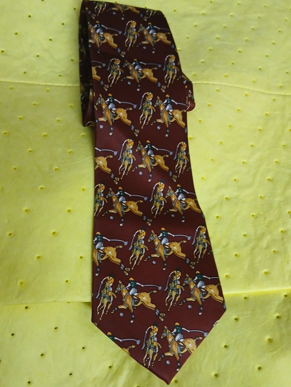 Mens Burgundy Equestrian Pattern Tie